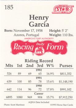 1993 Jockey Star #185 Henry Garcia Back